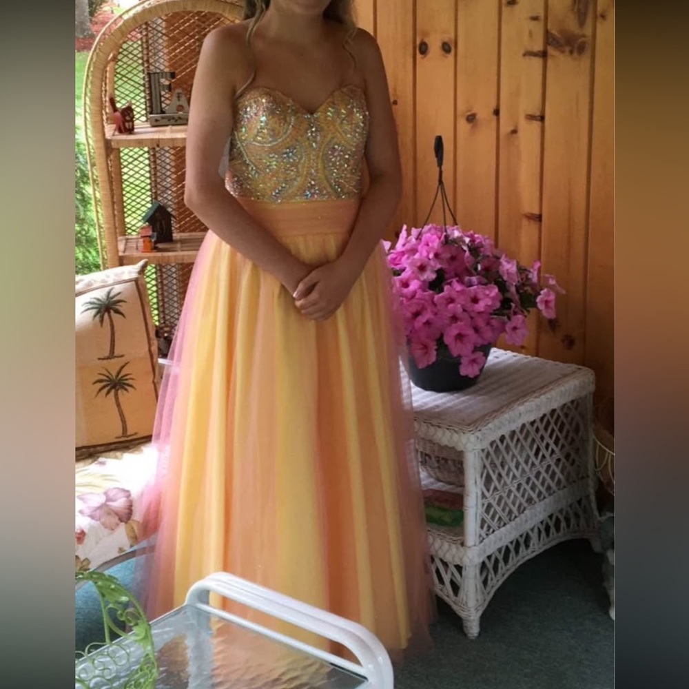 Yellow and Pink Prom Dress